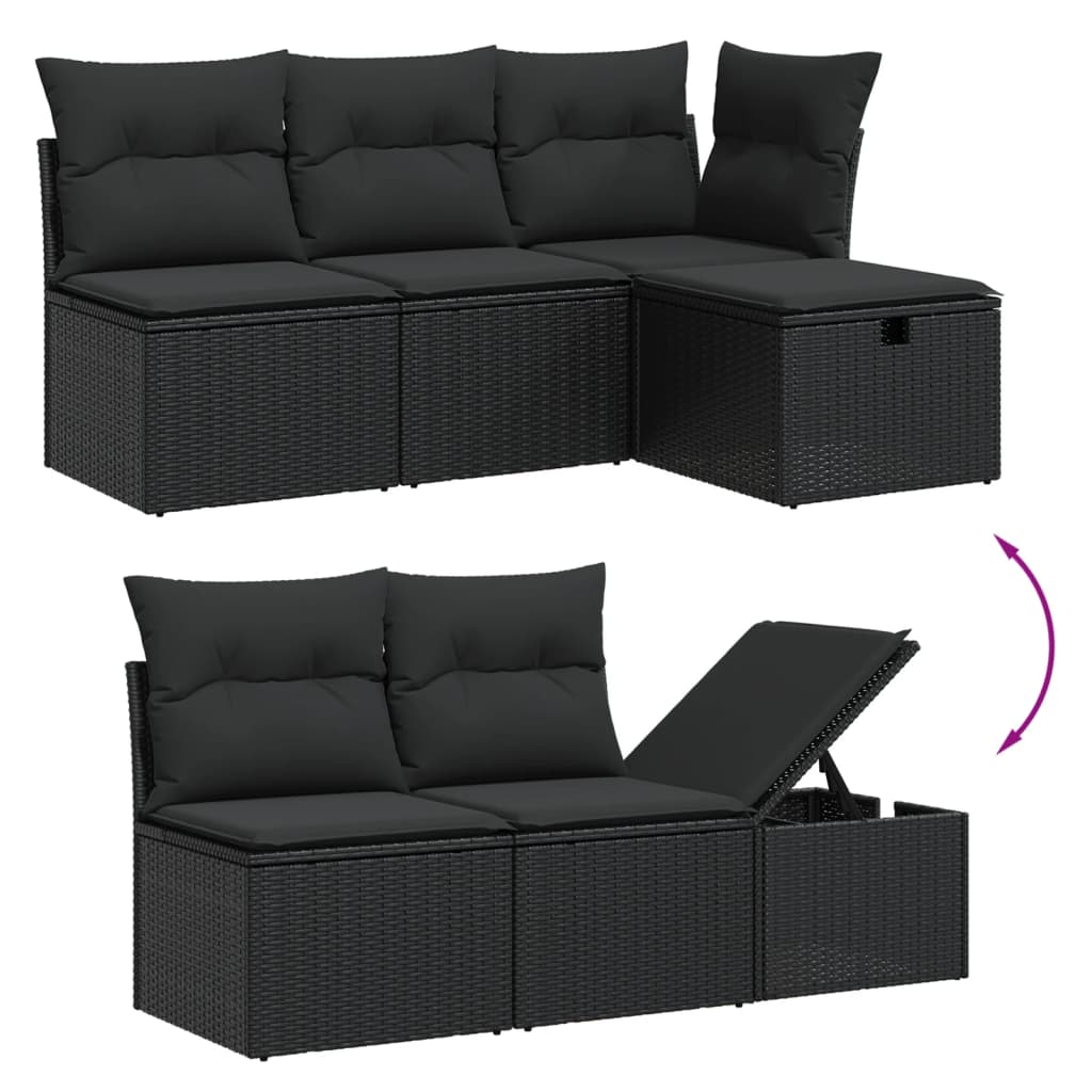 Set De Comedor De Jardín 7 Pzas Y Cojines Ratán Sintético
