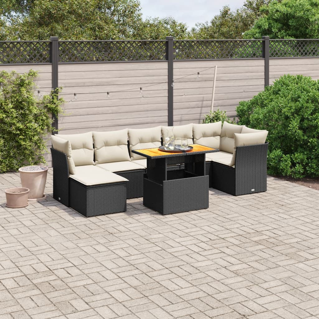 Set De Sofás De Jardín Y Cojines 8 Piezas Ratán Sintético