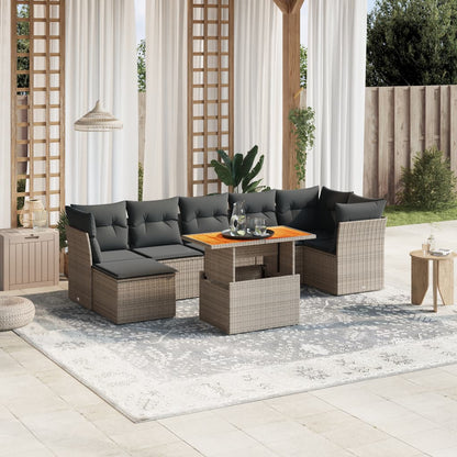 Set De Sofás De Jardín Y Cojines 8 Piezas Ratán Sintético