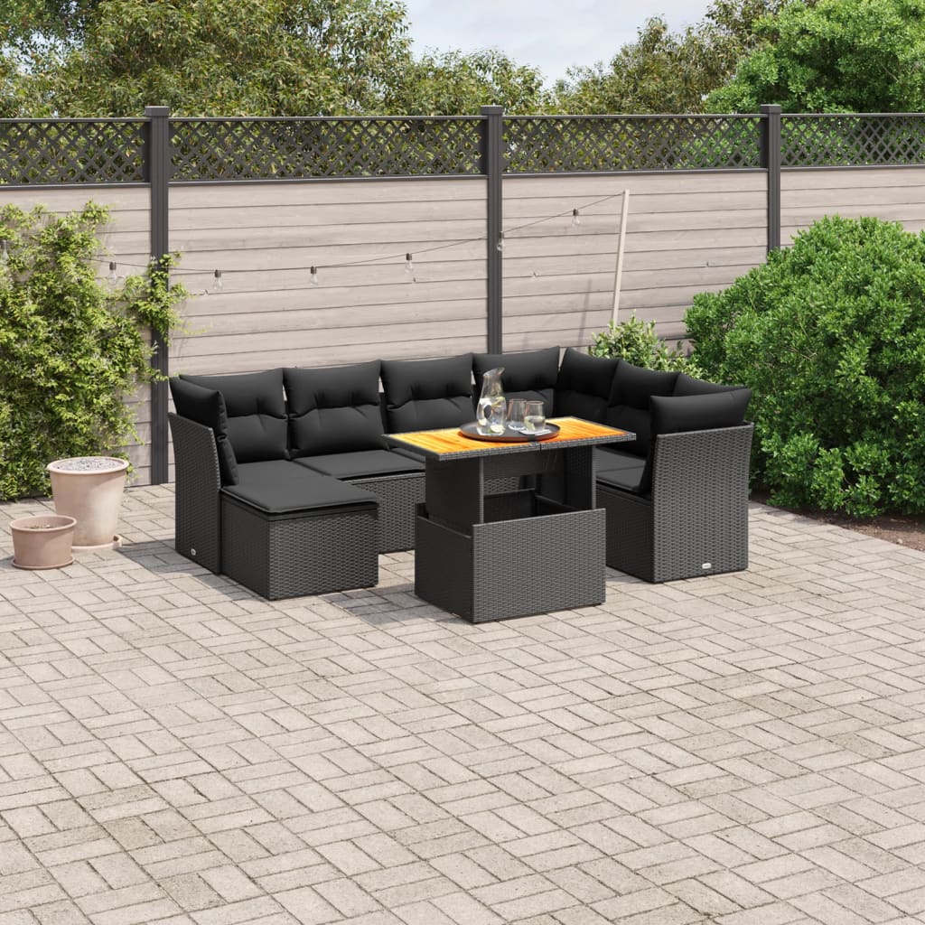 Set De Sofás De Jardín Y Cojines 8 Piezas Ratán Sintético