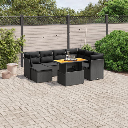 Set De Sofás De Jardín Y Cojines 8 Piezas Ratán Sintético
