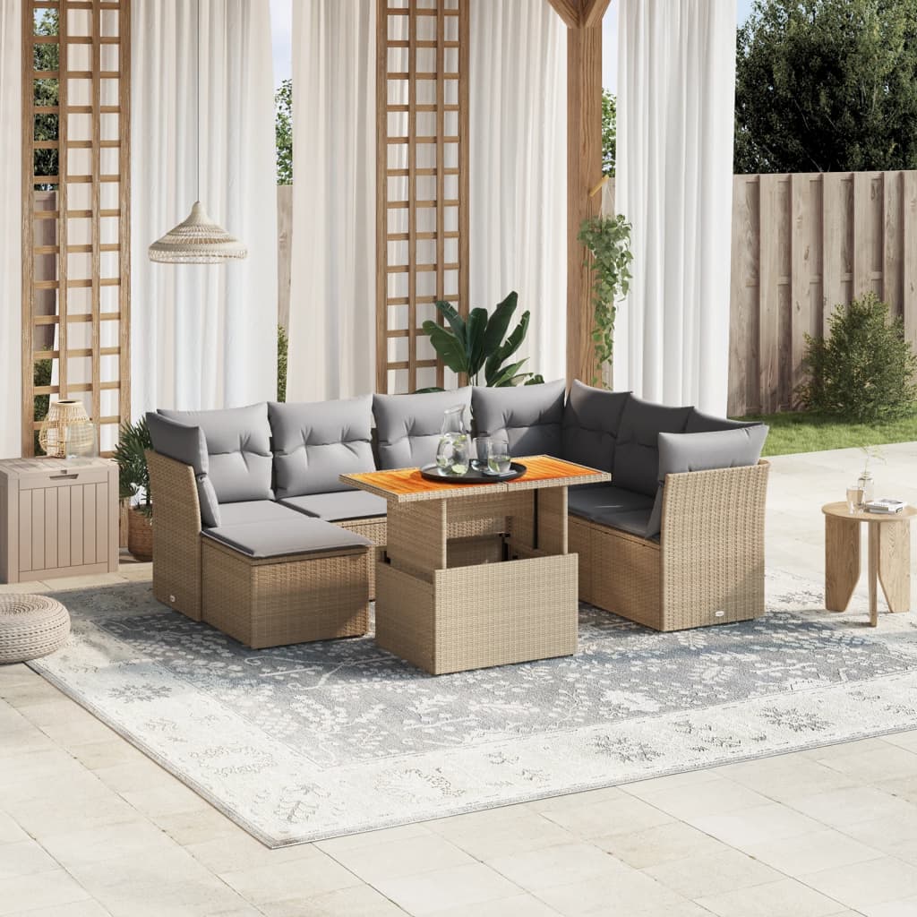 Set De Sofás De Jardín Y Cojines 8 Piezas Ratán Sintético