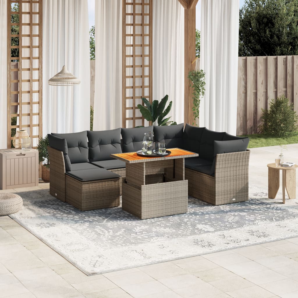 Set De Sofás De Jardín Y Cojines 8 Piezas Ratán Sintético