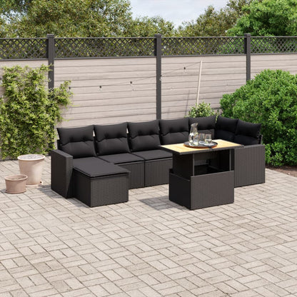 Set De Sofás De Jardín Y Cojines 8 Piezas Ratán Sintético
