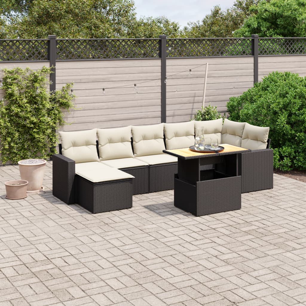 Set De Sofás De Jardín Y Cojines 8 Piezas Ratán Sintético
