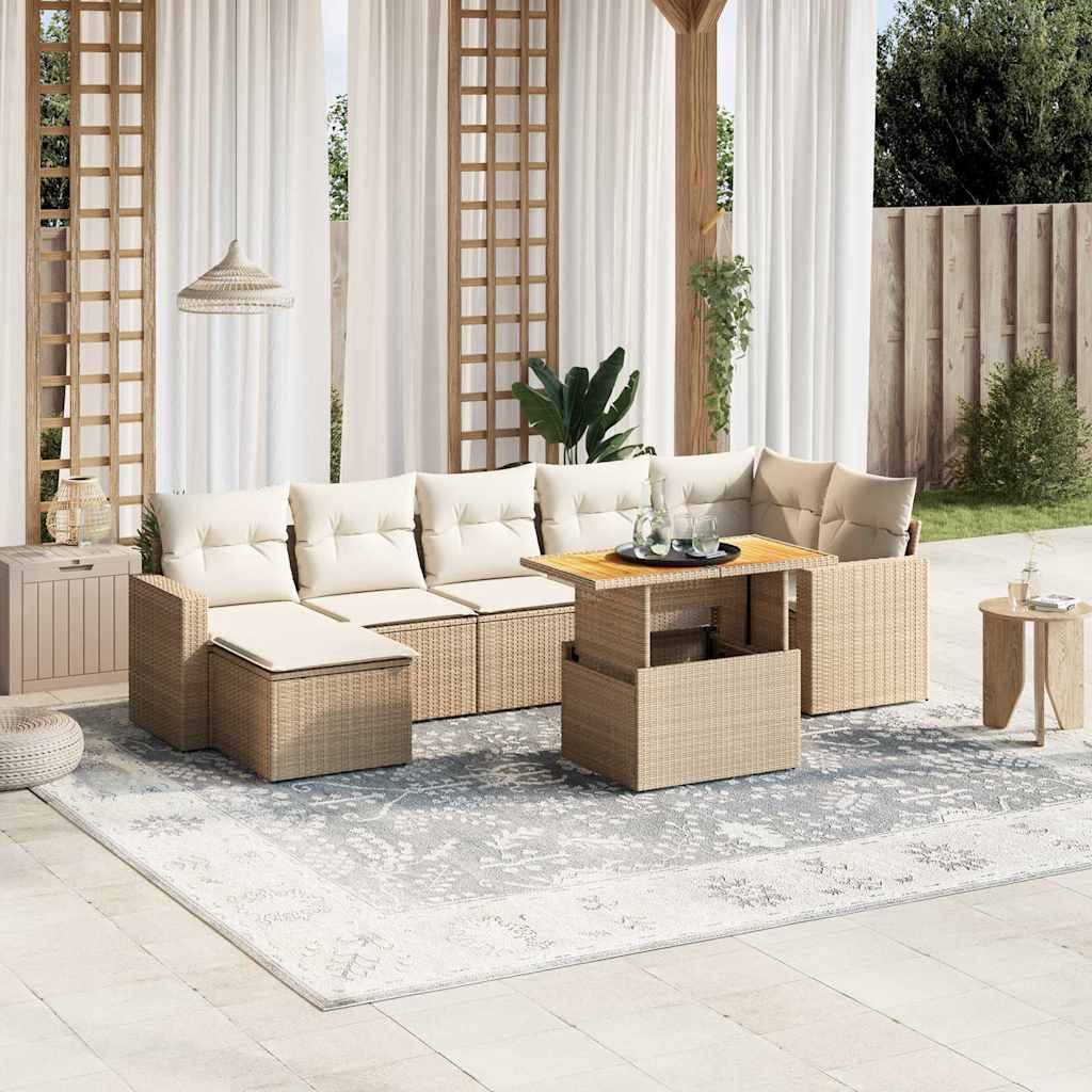 Set De Sofás De Jardín Y Cojines 8 Piezas Ratán Sintético