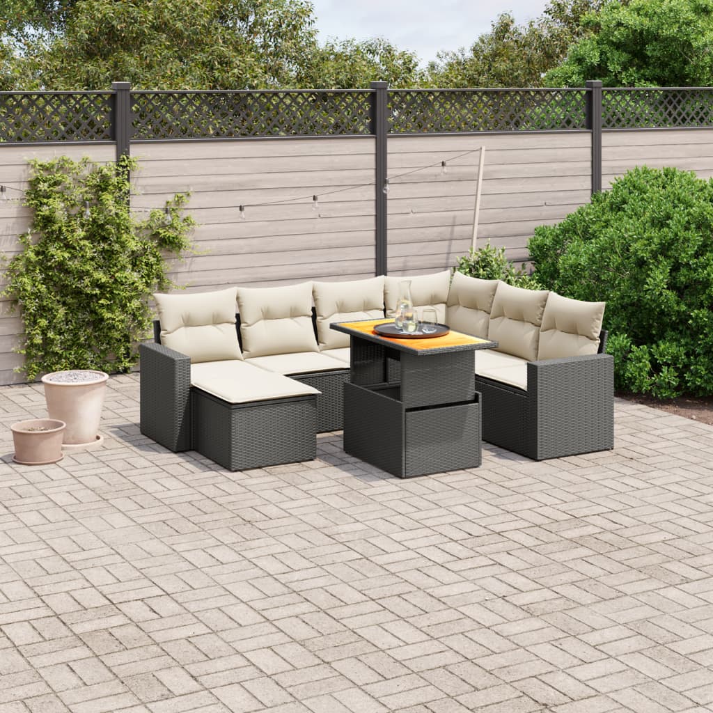 Set De Sofás De Jardín Y Cojines 8 Piezas Ratán Sintético