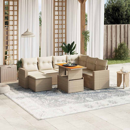 Set De Sofás De Jardín Y Cojines 8 Piezas Ratán Sintético