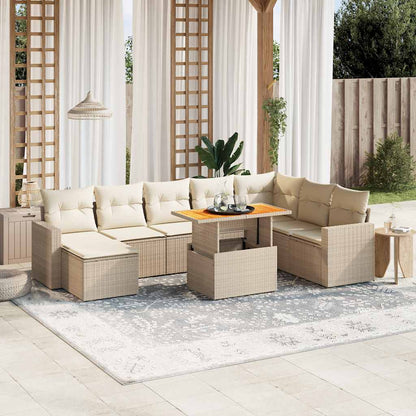 Set De Sofás De Jardín Con Cojines 9 Pzas Ratán Sintético Negro