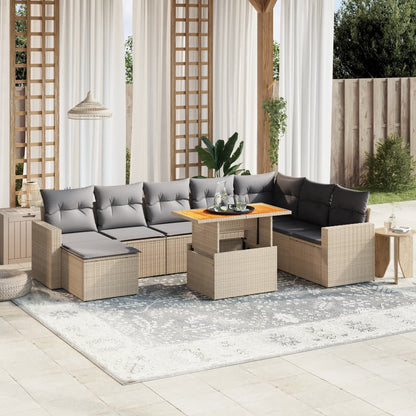 Set De Sofás De Jardín Con Cojines 9 Pzas Ratán Sintético Negro