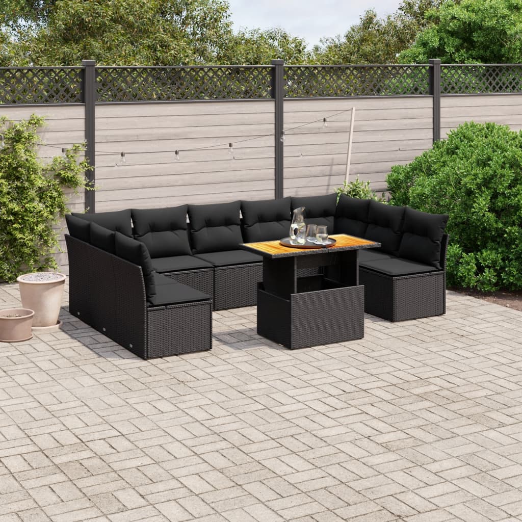 Set De Sofás De Jardín Y Cojines 10 Pzas Ratán Sintético Gris