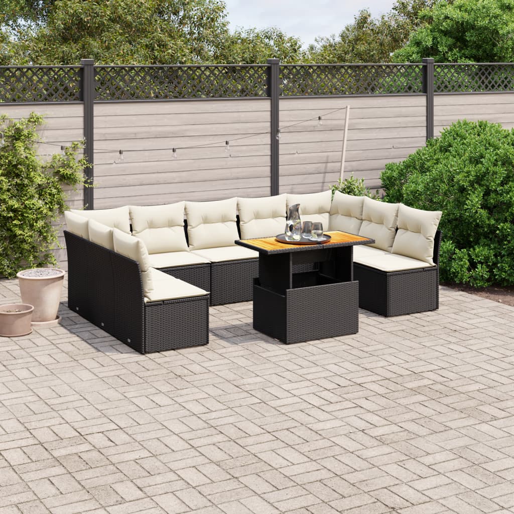 Set De Sofás De Jardín Y Cojines 10 Pzas Ratán Sintético Gris