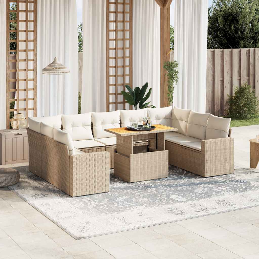 Set De Sofás De Jardín Y Cojines 10 Pzas Ratán Sintético Gris