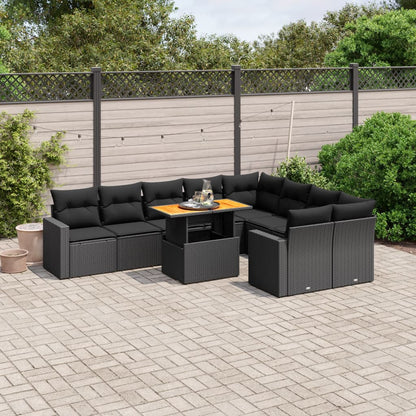 Set De Sofás De Jardín Y Cojines 10 Pzas Ratán Sintético Gris