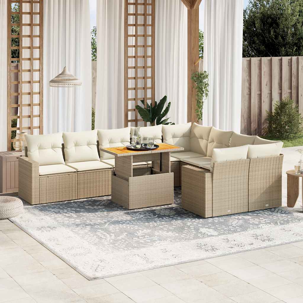 Set De Sofás De Jardín Y Cojines 10 Pzas Ratán Sintético Gris