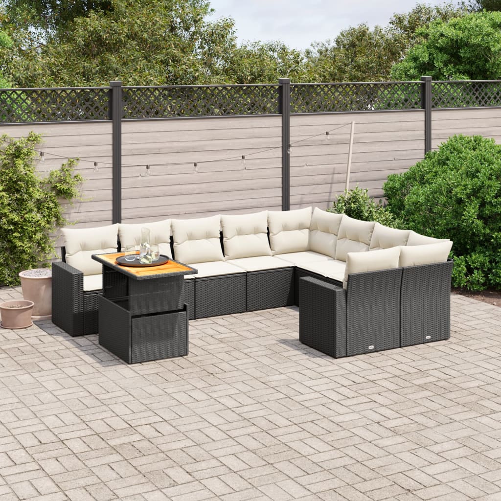 Set De Sofás De Jardín Y Cojines 10 Pzas Ratán Sintético Gris