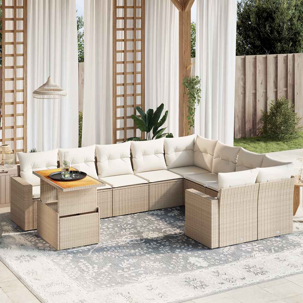 Set De Sofás De Jardín Y Cojines 10 Pzas Ratán Sintético Gris