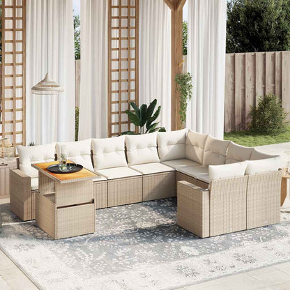 Set De Sofás De Jardín Y Cojines 10 Pzas Ratán Sintético Gris