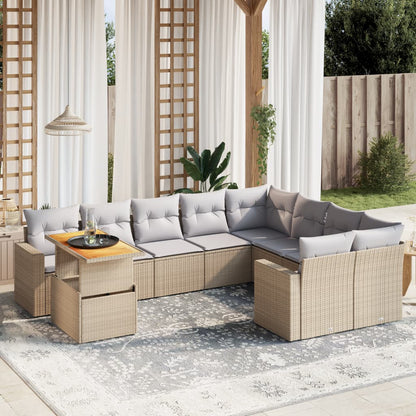 Set De Sofás De Jardín Y Cojines 10 Pzas Ratán Sintético Gris