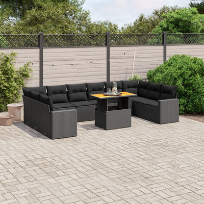 Set De Sofás De Jardín 11Pzas Con Cojines Ratán Sintético Beige