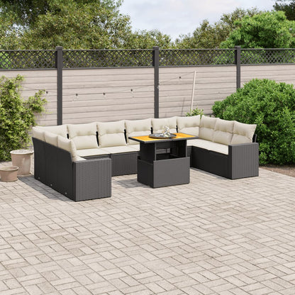 Set De Sofás De Jardín 11Pzas Con Cojines Ratán Sintético Beige