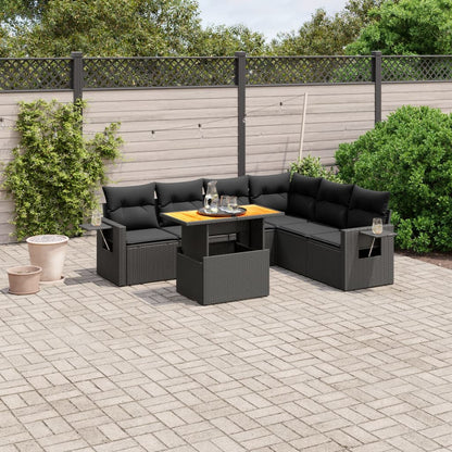 Set Sofás De Jardín 7 Piezas Y Cojines Ratán Sintético Beige