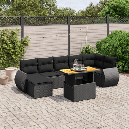 Set De Sofás De Jardín Y Cojines 8 Piezas Ratán Sintético Beige