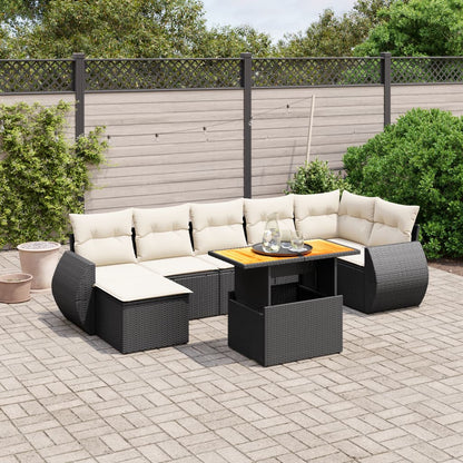 Set De Sofás De Jardín Y Cojines 8 Piezas Ratán Sintético Beige