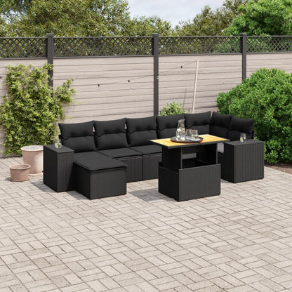 Set De Sofás De Jardín Y Cojines 8 Piezas Ratán Sintético Beige