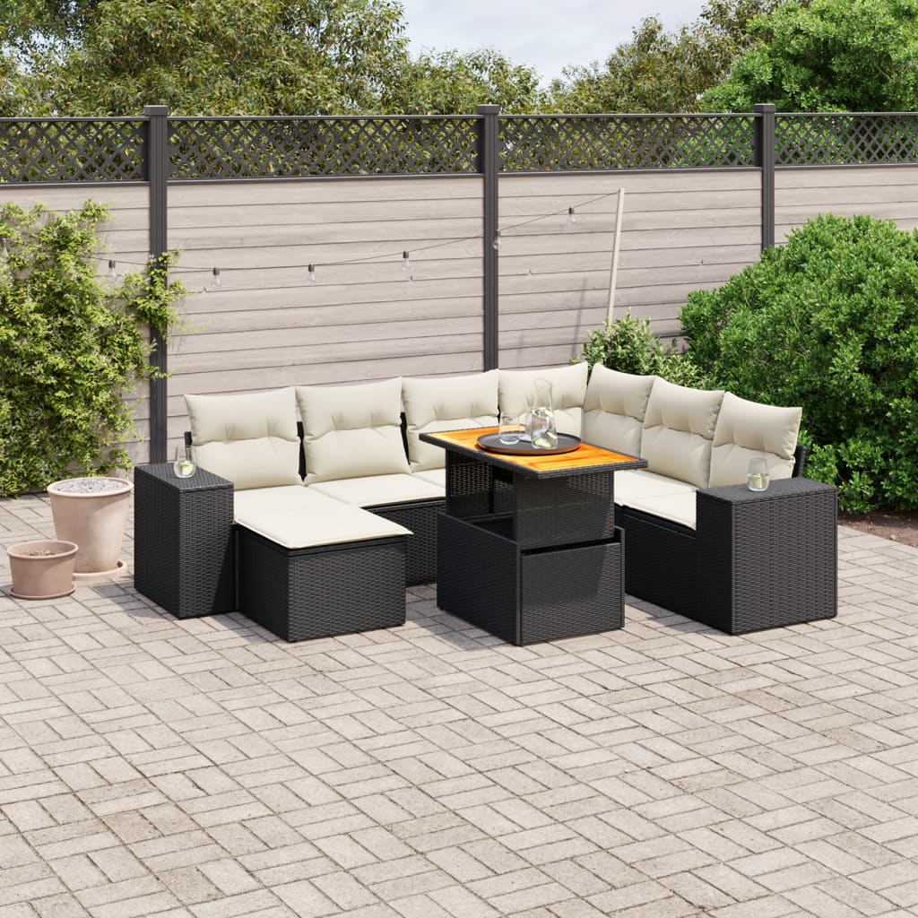 Set De Sofás De Jardín Y Cojines 8 Piezas Ratán Sintético Beige