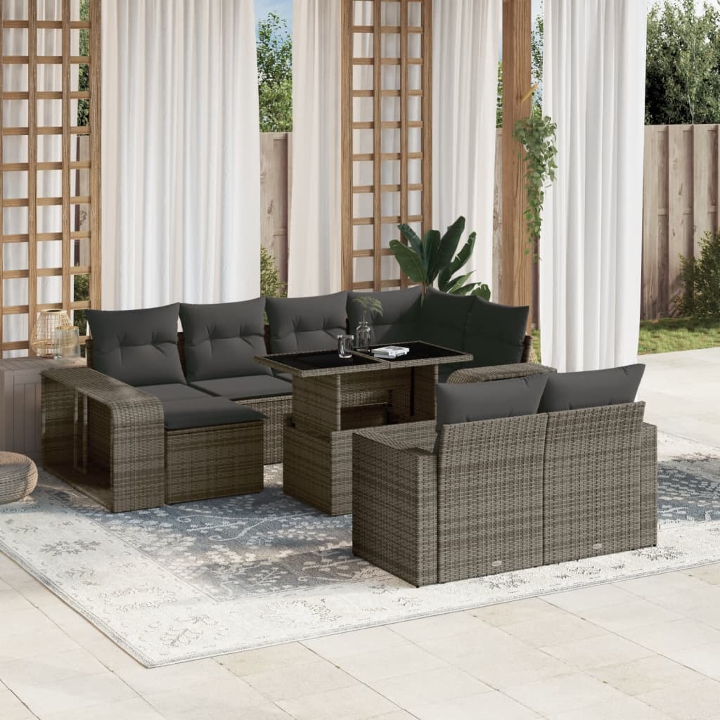 Set De Sofás De Jardín 11 Pzas Cojines Ratán Sintético Marrón