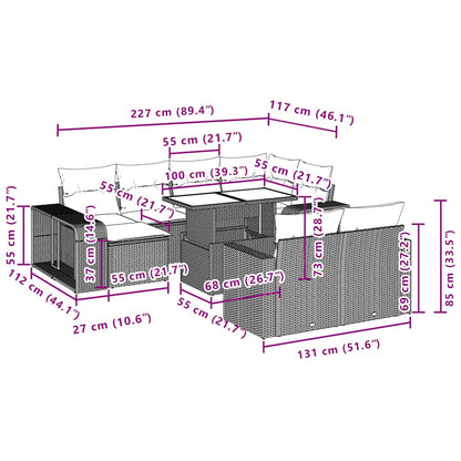 Set De Sofás De Jardín 11 Pzas Cojines Ratán Sintético Marrón