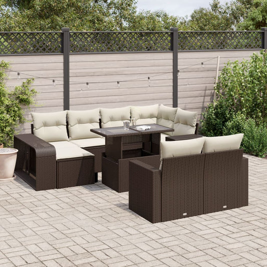 Set De Sofás De Jardín 11 Pzas Cojines Ratán Sintético Marrón