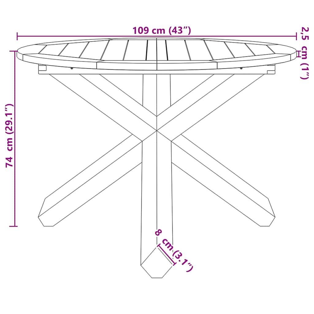 Mesa De Jardín Madera Maciza De Teca Ø