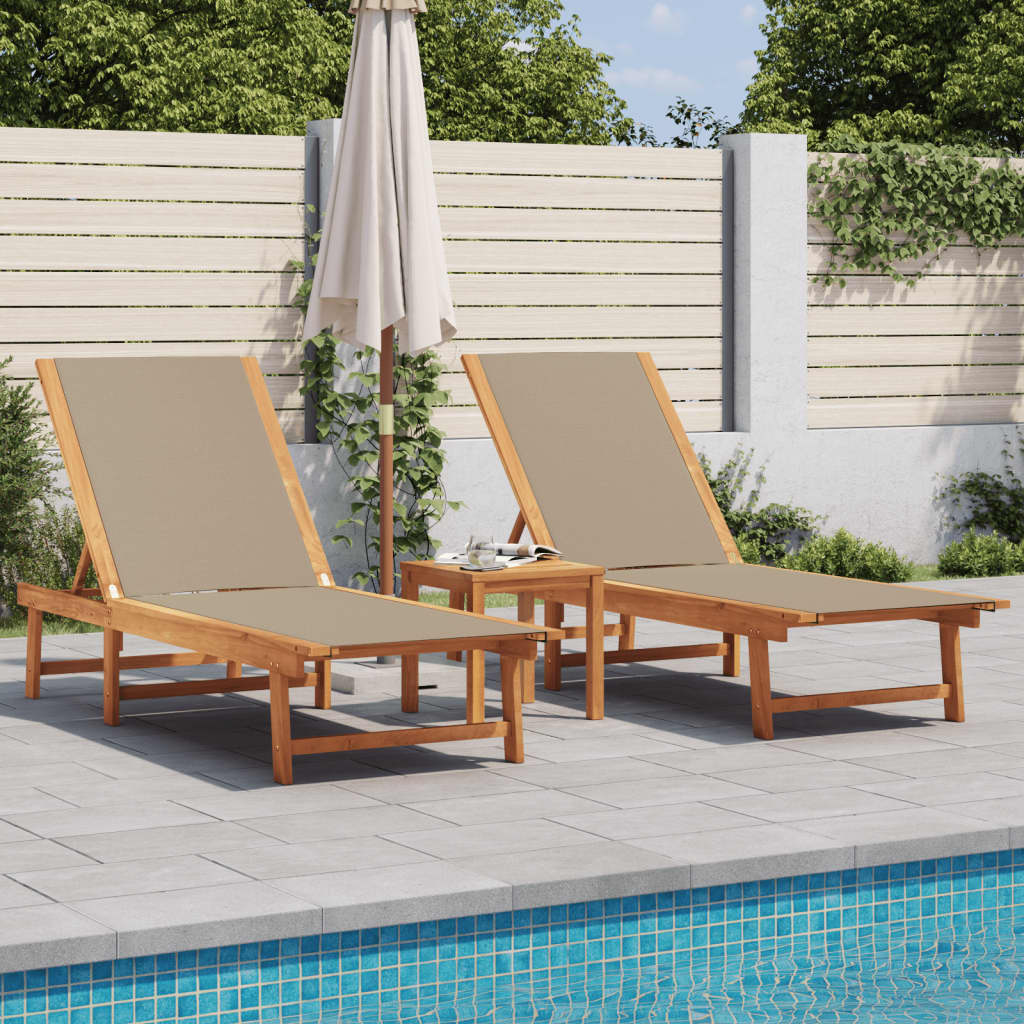 Tumbona Con Mesa Madera Maciza De Acacia Y Textileno