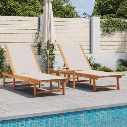 Tumbona Con Mesa Madera Maciza De Acacia Y Textileno