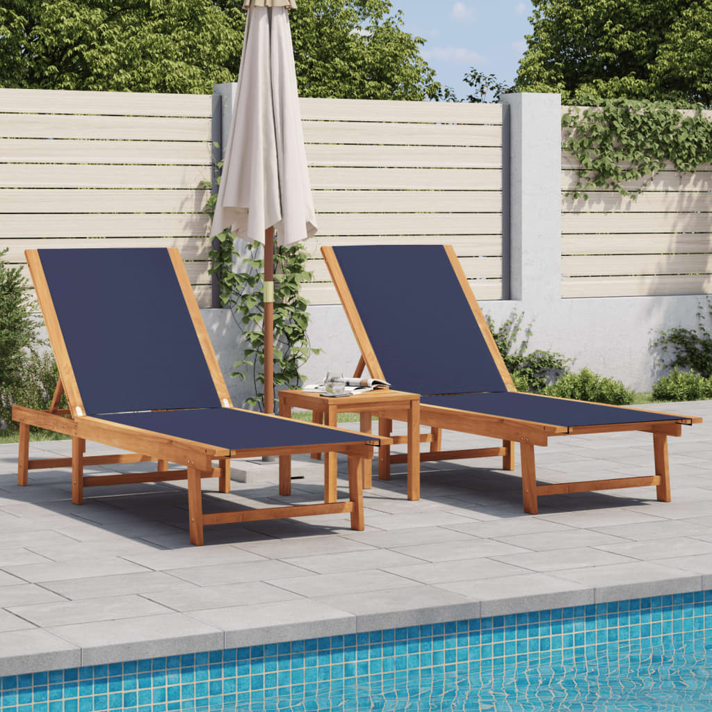 Tumbona Con Mesa Madera Maciza De Acacia Y Textileno
