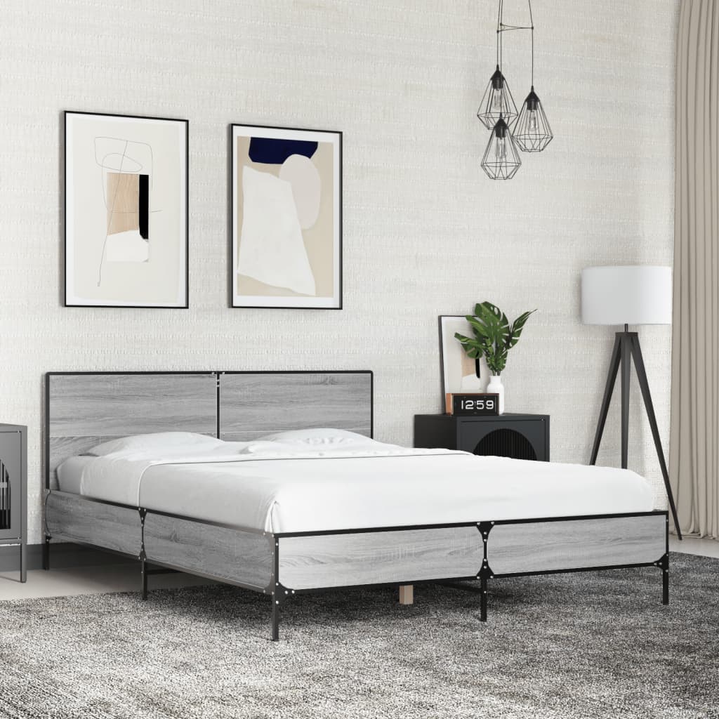 Estructura Cama Madera Ingeniería Metal 140X190 Cm