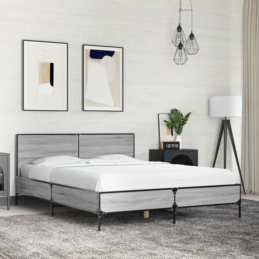Estructura Cama Madera Ingeniería Metal 140X190 Cm