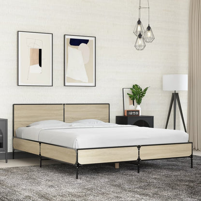 Estructura Cama Madera Ingeniería Metal 140X190 Cm