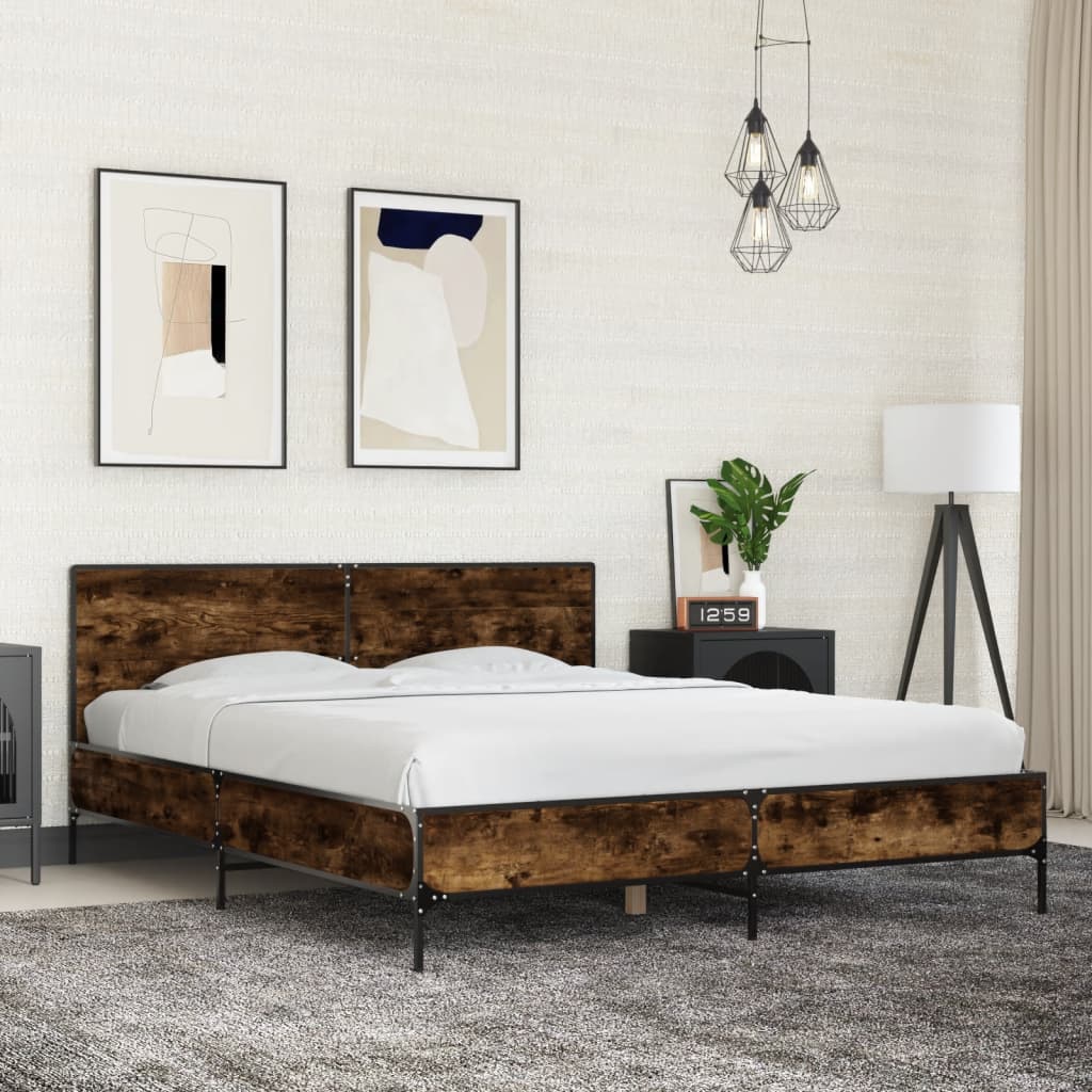 Estructura Cama Madera Ingeniería Metal 140X190 Cm