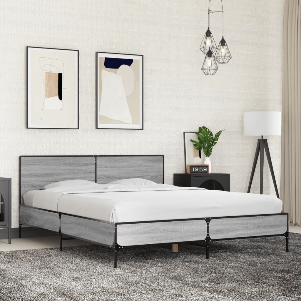 Estructura Cama Madera Ingeniería Metal 140X190 Cm