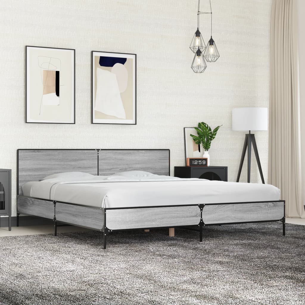 Estructura Cama Madera Ingeniería Metal 140X190 Cm