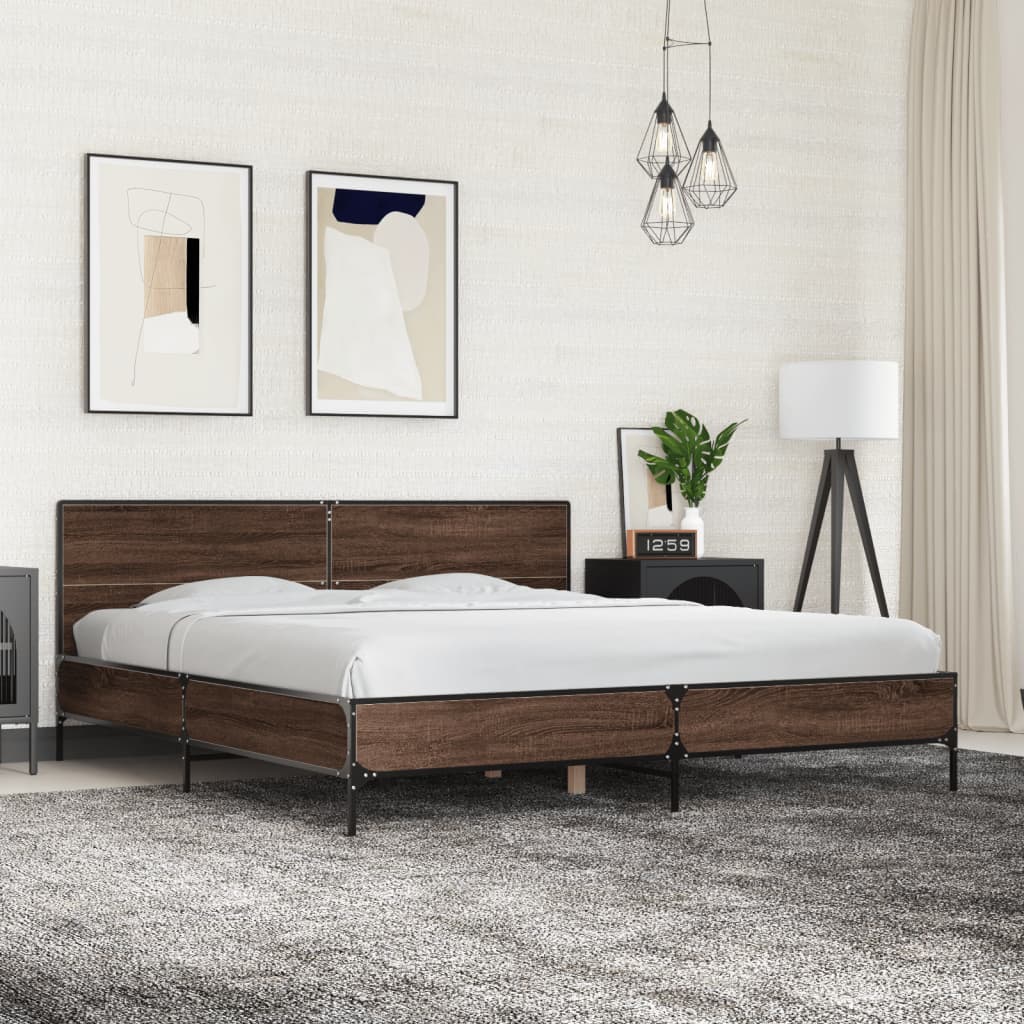 Estructura Cama Madera Ingeniería Metal 140X190 Cm