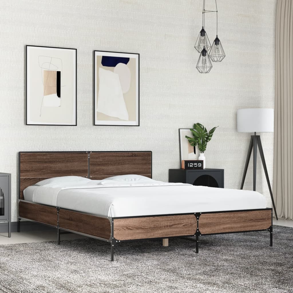 Estructura Cama Madera Ingeniería Metal 140X190 Cm
