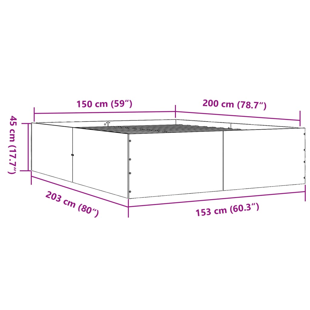Estructura De Cama Madera De Ingeniería Negra