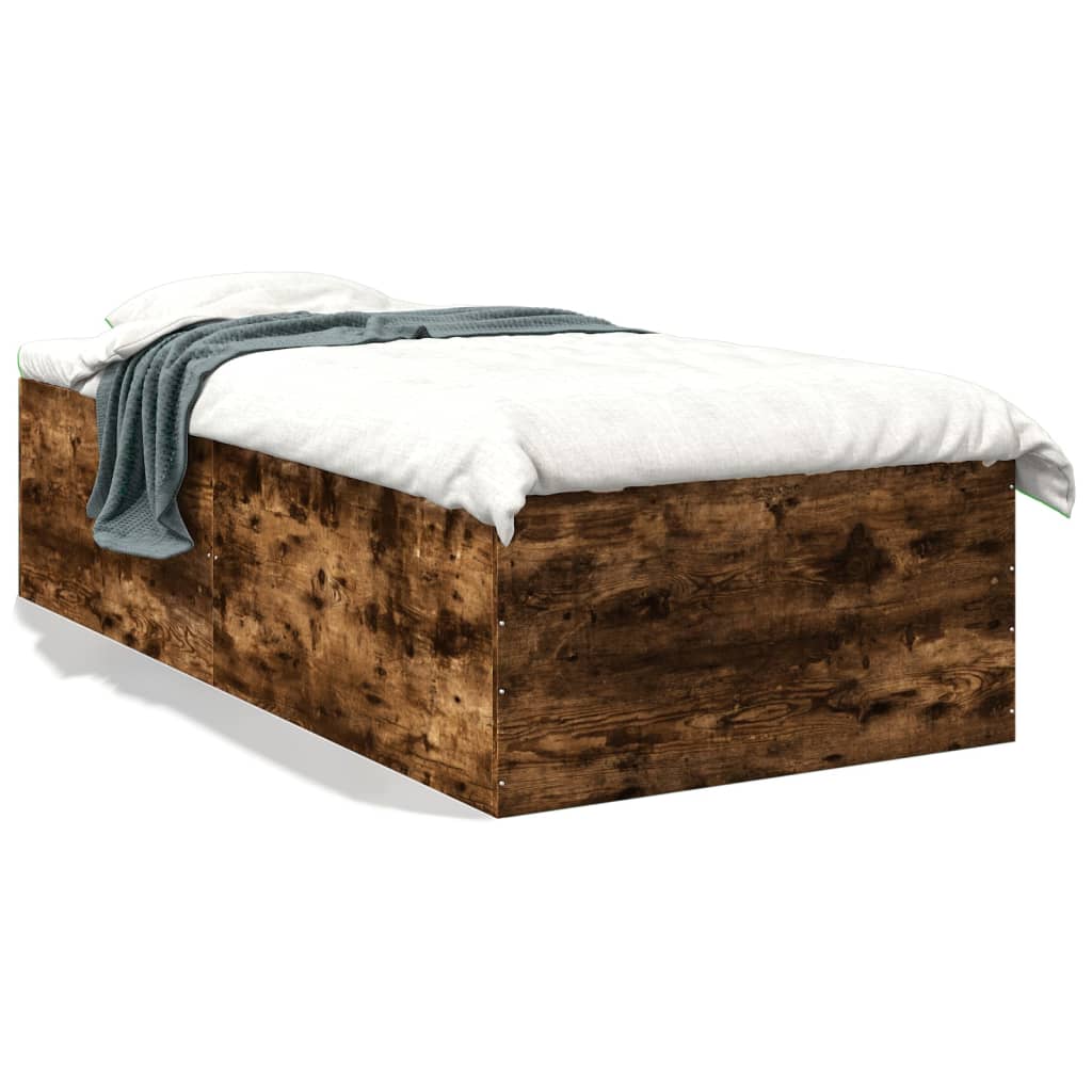 Estructura De Cama Madera De Ingeniería Roble Humo