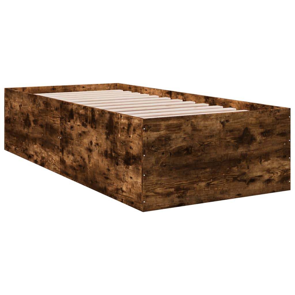 Estructura De Cama Madera De Ingeniería Roble Humo