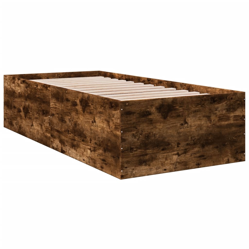 Estructura De Cama Madera De Ingeniería Roble Humo