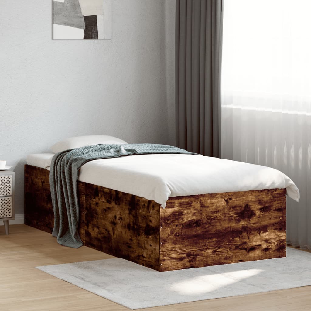 Estructura De Cama Madera De Ingeniería Roble Humo